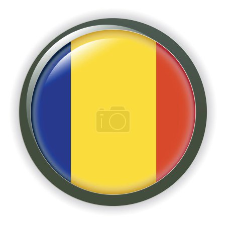 Illustration for Round badge with flag of romania - Royalty Free Image
