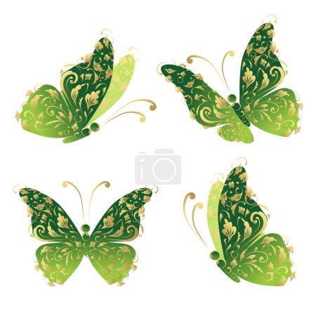 Illustration for Set of beautiful butterflies, vector illustration - Royalty Free Image