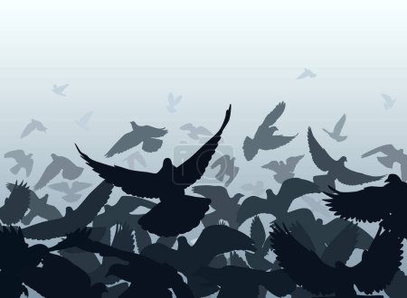 Téléchargez les illustrations : Silhouettes d'oiseaux, illustration vectorielle - en licence libre de droit