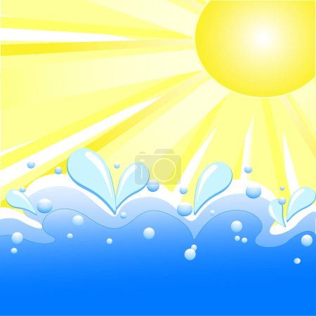 Téléchargez les illustrations : Illustration d'un soleil sur la mer - en licence libre de droit