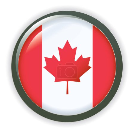 Téléchargez les illustrations : Icône ronde avec drapeau du Canada - en licence libre de droit
