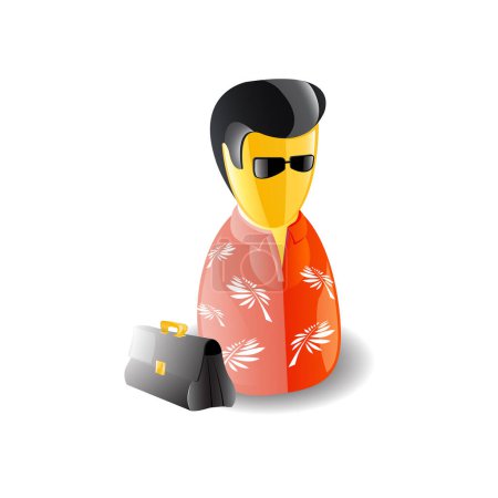 Illustration for Man with a suitcase and sunglasses, vector illustration - Royalty Free Image