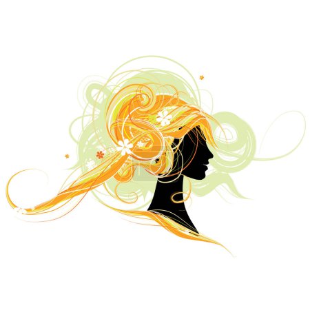 Ilustración de Hermosa mujer con cabello castaño largo - Imagen libre de derechos