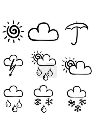 Ilustración de Conjunto de iconos relacionados con el clima. vector ilustración diseño. - Imagen libre de derechos