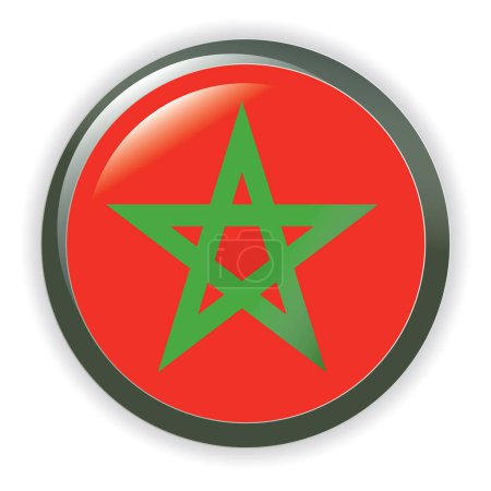 Téléchargez les illustrations : Drapeau du Maroc, icône ronde - en licence libre de droit