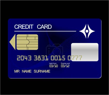 Ilustración de Tarjeta de crédito sobre fondo negro. ilustración vectorial - Imagen libre de derechos
