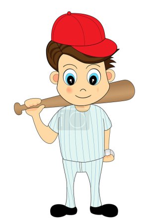 Téléchargez les illustrations : Joueur de baseball dessin animé tenant baseball. - en licence libre de droit