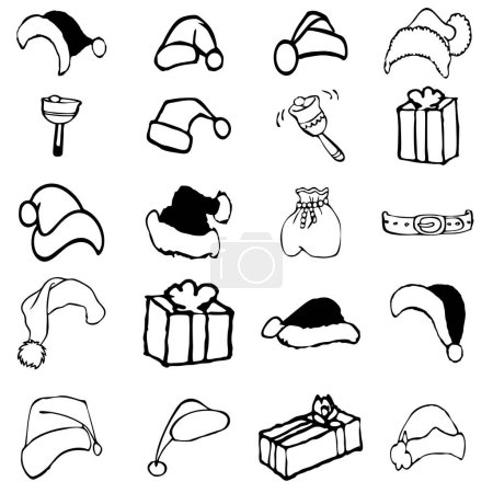 Ilustración de Conjunto de sombreros de santa. ilustración vectorial - Imagen libre de derechos