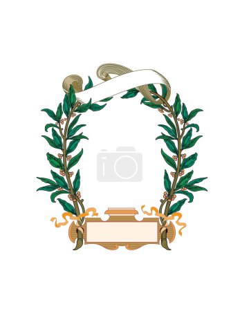 Téléchargez les illustrations : Couronne de grec avec branche de laurier, feuilles de laurier, couronne. - en licence libre de droit