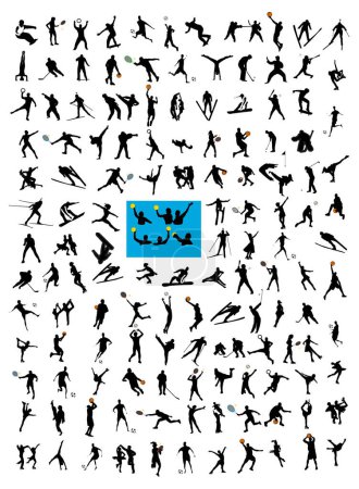 Ilustración de Conjunto de diferentes siluetas deportivas - Imagen libre de derechos