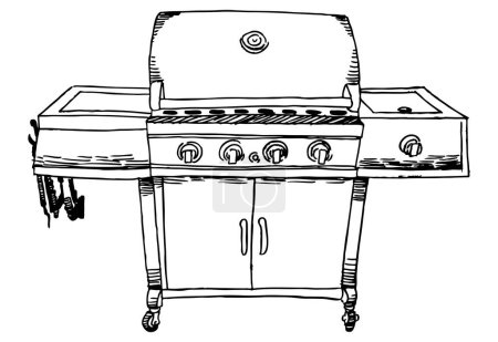 Illustration for Hand drawn sketch of grill, vector illustration - Royalty Free Image
