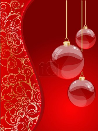 Ilustración de Bola de Navidad estilizada sobre fondo decorativo - Imagen libre de derechos