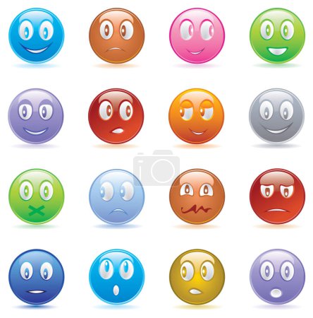 Illustration for Set of different colorful emoticons - Royalty Free Image