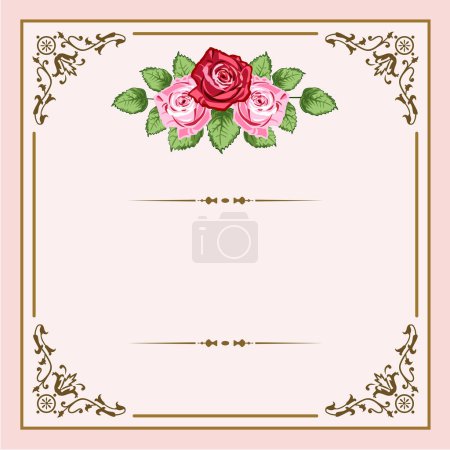 Ilustración de Invitación tarjeta de felicitación con flores y hojas. ilustración vectorial - Imagen libre de derechos
