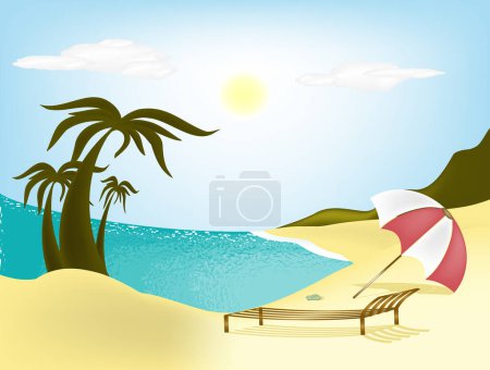 Téléchargez les illustrations : Fond d'été avec plage tropicale - en licence libre de droit