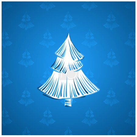 Téléchargez les illustrations : Arbre de Noël avec un arc bleu - en licence libre de droit