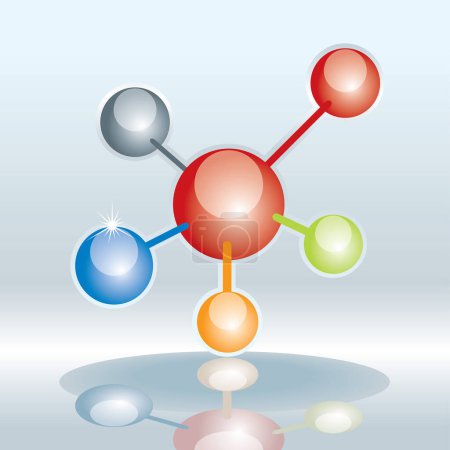 Illustration for Vector illustration of a molecule with colorful background - Royalty Free Image