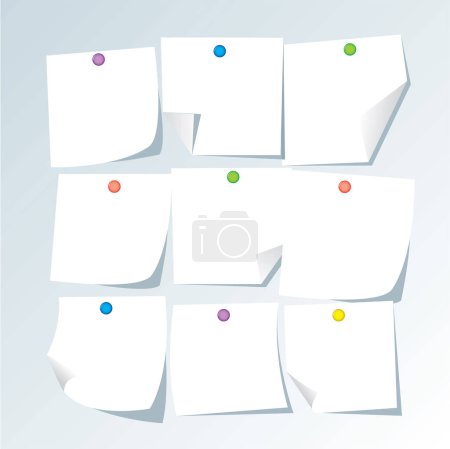 Ilustración de Conjunto de banderas de papel de colores con pegatinas de papel blanco - Imagen libre de derechos