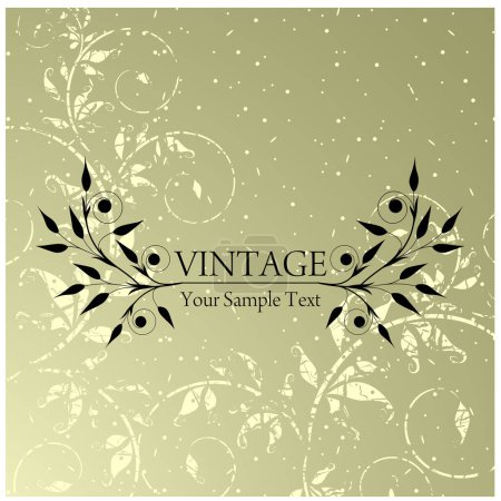 Illustration for Vector vintage card with floral ornament - Royalty Free Image