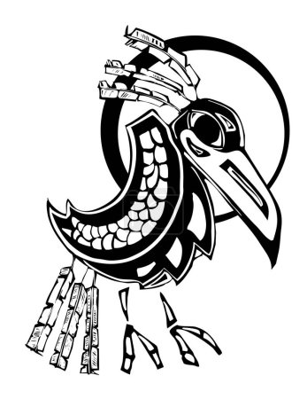 Ilustración de Ilustración vectorial de un cráneo y un pájaro - Imagen libre de derechos