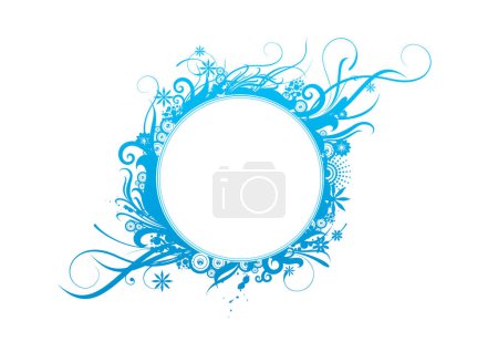 Illustration for Blue frame with floral design elements. - Royalty Free Image