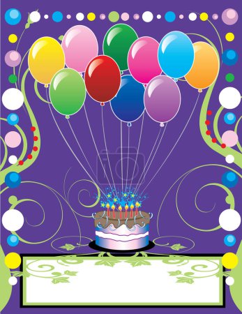Ilustración de Tarjeta de cumpleaños vector con globos - Imagen libre de derechos