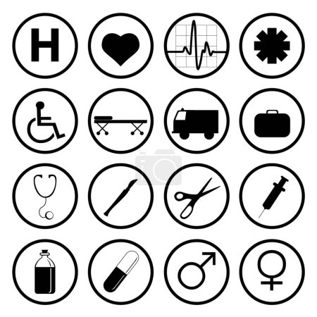 Illustration for Medical icons set, vector illustration, eps file - Royalty Free Image