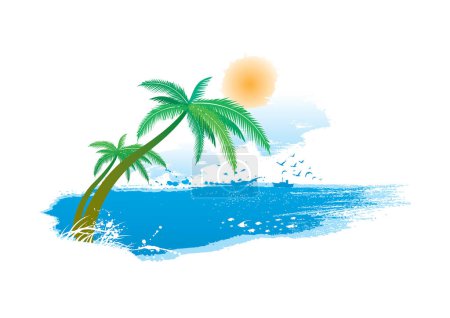 Illustration for Palm tree with a sun, vector illustration - Royalty Free Image
