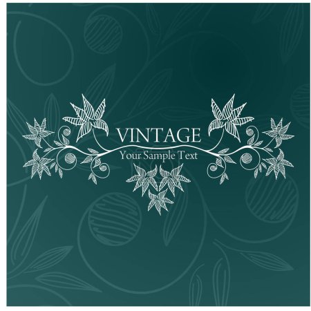 Illustration for Vintage card with green leaves. - Royalty Free Image