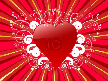 Illustration for Valentine 's day card with red hearts - Royalty Free Image