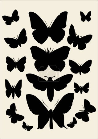 Téléchargez les illustrations : Ensemble de papillons, illustration vectorielle - en licence libre de droit