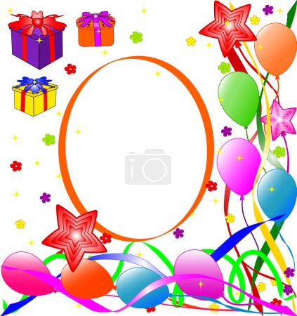 Illustration for Birthday party with balloons and confetti, vector illustration - Royalty Free Image