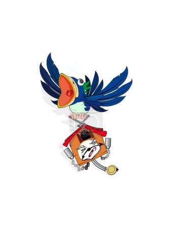 Téléchargez les illustrations : Personnage de dessin animé d'oiseau mignon sur un fond blanc. illustration vectorielle - en licence libre de droit