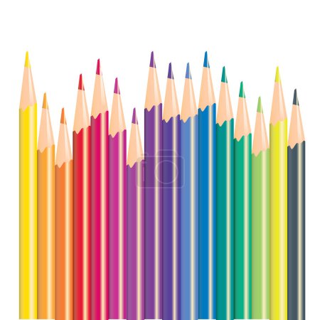 Téléchargez les illustrations : Crayons de couleur isolés sur fond blanc - en licence libre de droit