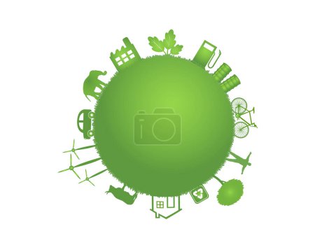 Téléchargez les illustrations : Écologie verte icône écologique - en licence libre de droit