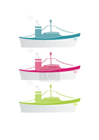 Illustration for Vector set of colorful paper ships - Royalty Free Image