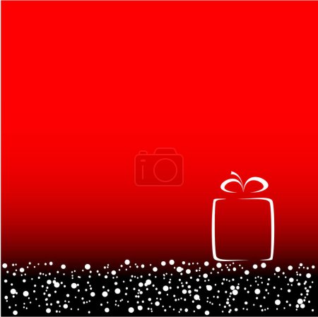 Illustration for Red christmas background with white gift - Royalty Free Image