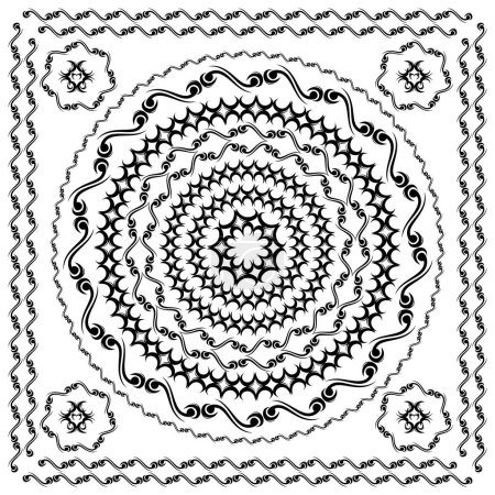 Téléchargez les illustrations : Mandala motif noir et blanc - en licence libre de droit