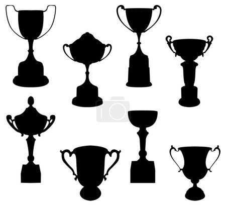 set of trophy icons, vector illustration