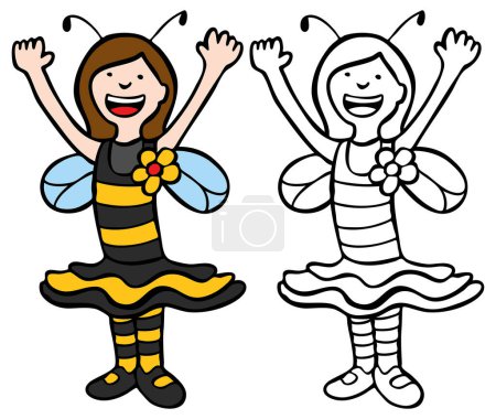 Téléchargez les illustrations : Ensemble vectoriel d'abeilles et de filles - en licence libre de droit