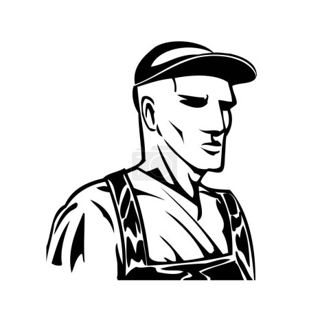 Illustration for Woodcut illustration of a farmer - Royalty Free Image