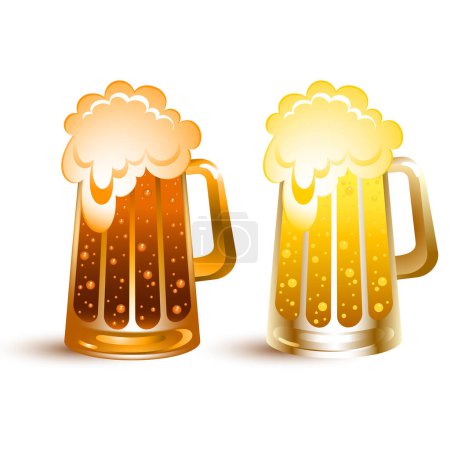 Illustration for Two glass mugs with foam - Royalty Free Image