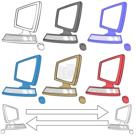 Téléchargez les illustrations : Moniteur d'ordinateur avec différentes couleurs - en licence libre de droit