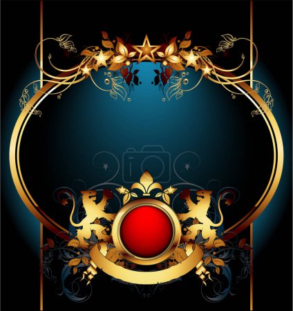 Illustration for Golden frame with ornament - Royalty Free Image