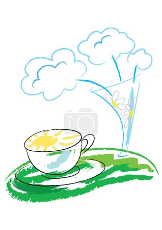 Téléchargez les illustrations : Tasse de thé et une touche de thé. illustration vectorielle - en licence libre de droit