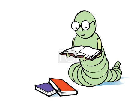 Téléchargez les illustrations : Personnage de dessin animé d'un serpent avec livre. illustration vectorielle. - en licence libre de droit