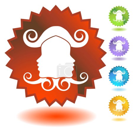 Illustration for Mustache icon. internet button on white background - Royalty Free Image