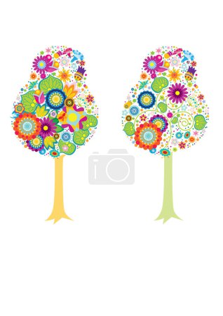 Illustration for Set with floral elements for kids - Royalty Free Image
