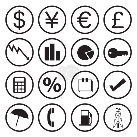 Ilustración de Vector negro iconos de negocios conjunto - Imagen libre de derechos