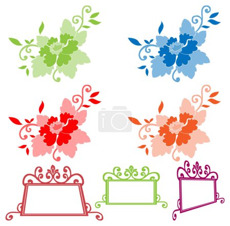 Ilustración de Ilustración vectorial de flores y marcos sobre el fondo blanco - Imagen libre de derechos